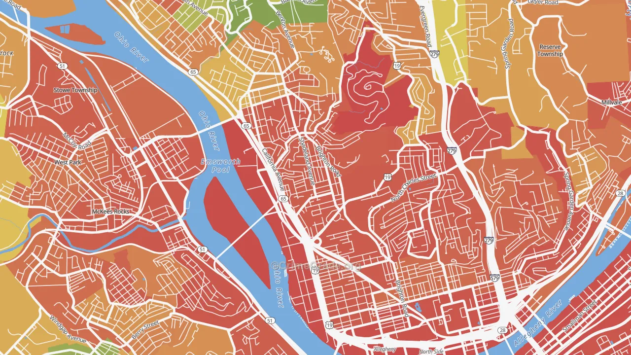 Marshall-Shadeland, Pittsburgh, PA Map of Assault Rates
