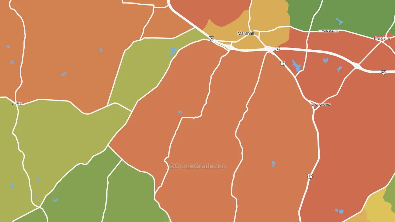 Marshall, VA Map of Assault Rates
