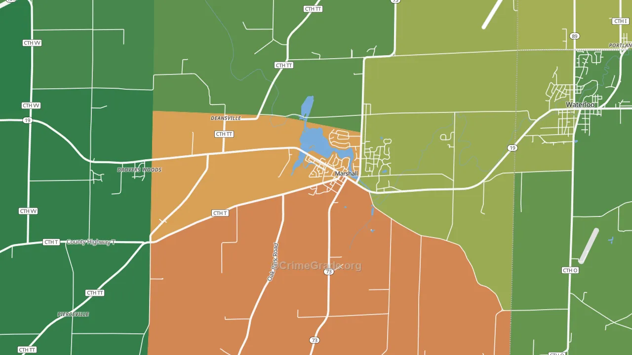 Marshall, WI Map of Assault Rates