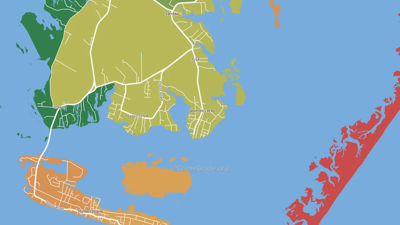 Marshallberg, NC Map of Assault Rates