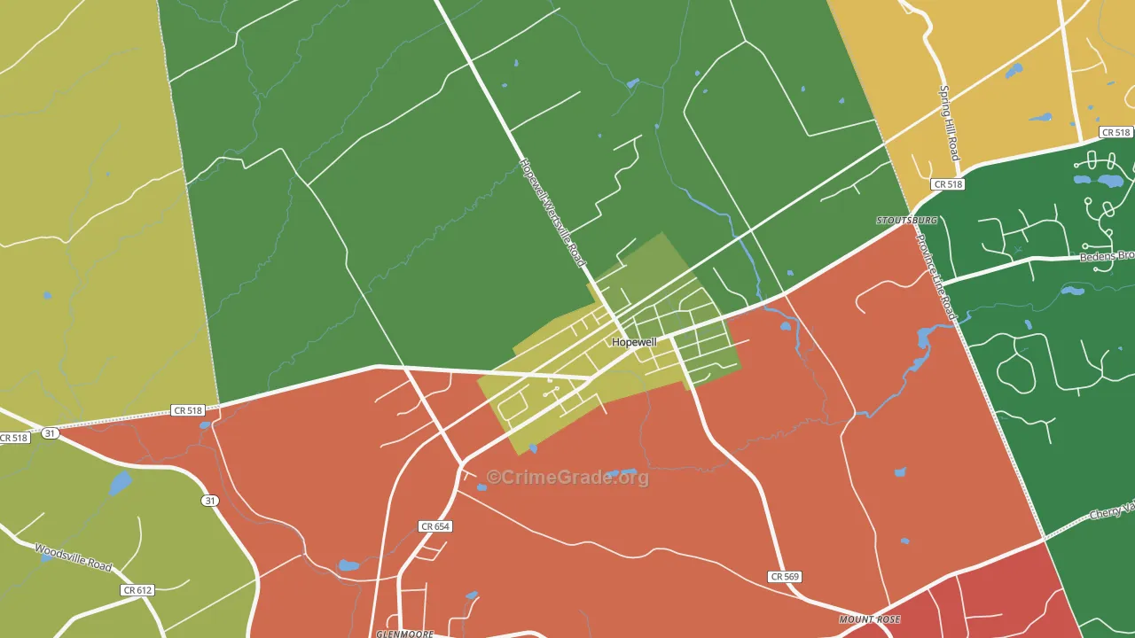 Marshalls Corner, NJ Map of Assault Rates