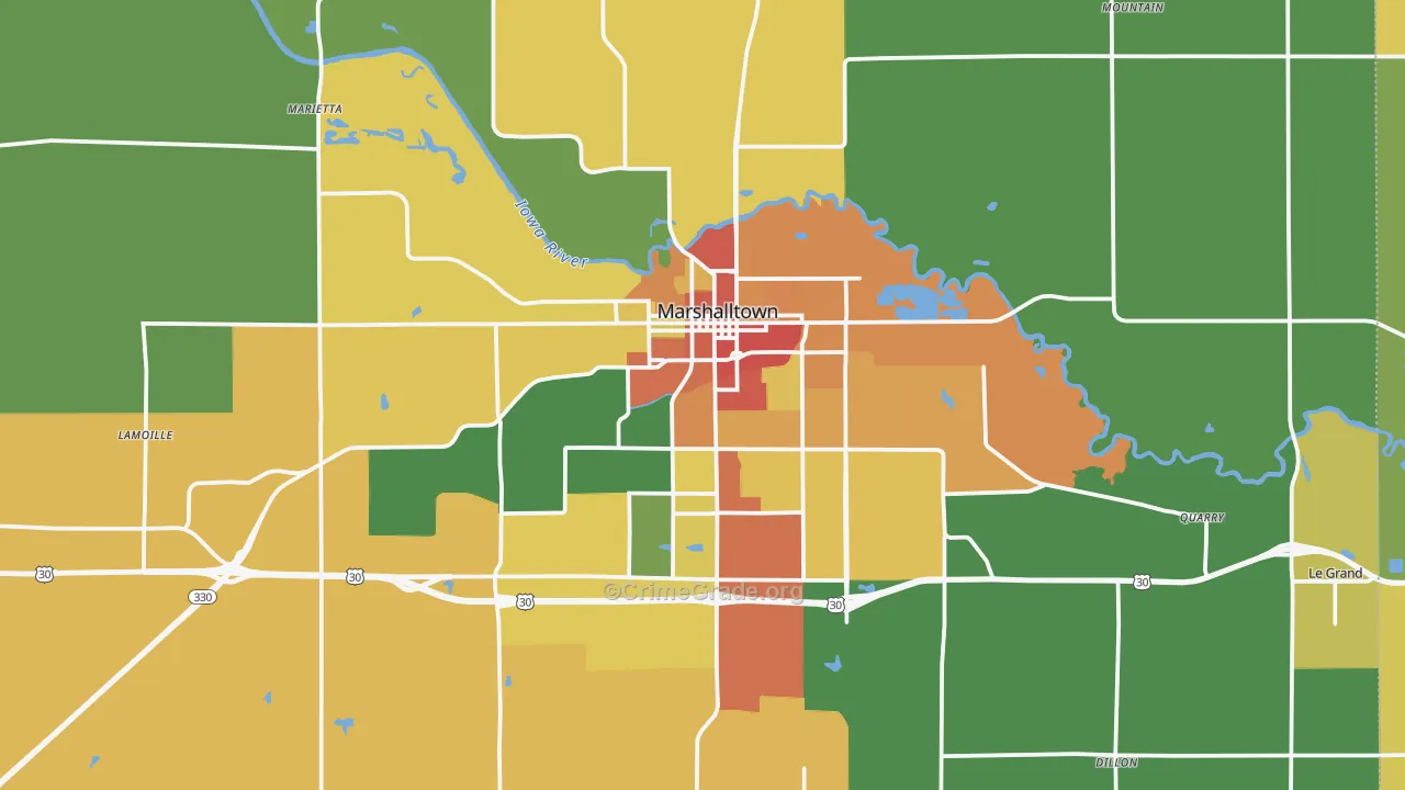 Marshalltown, IA Map of Assault Rates
