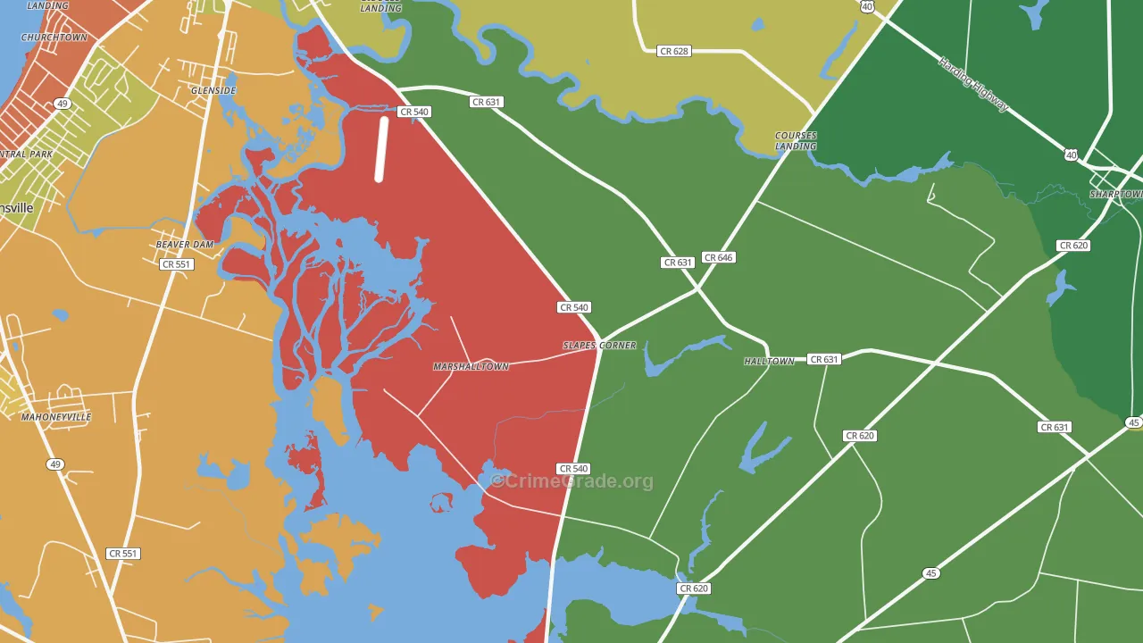 Marshalltown, NJ Map of Assault Rates