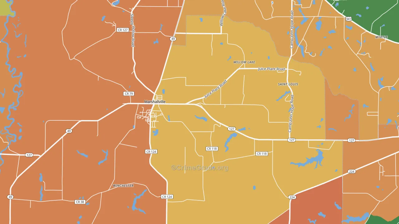 Marshallville, GA Map of Assault Rates