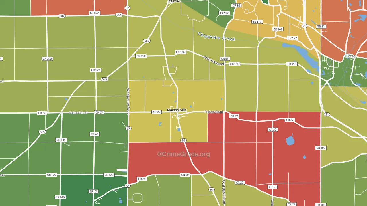 Marshallville, OH Map of Assault Rates