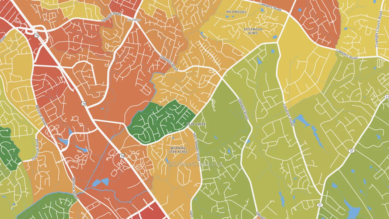 Marshbrooke, Matthews, NC Map of Assault Rates