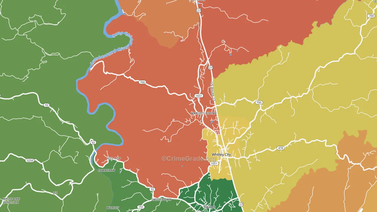 Marshes Siding, KY Map of Assault Rates