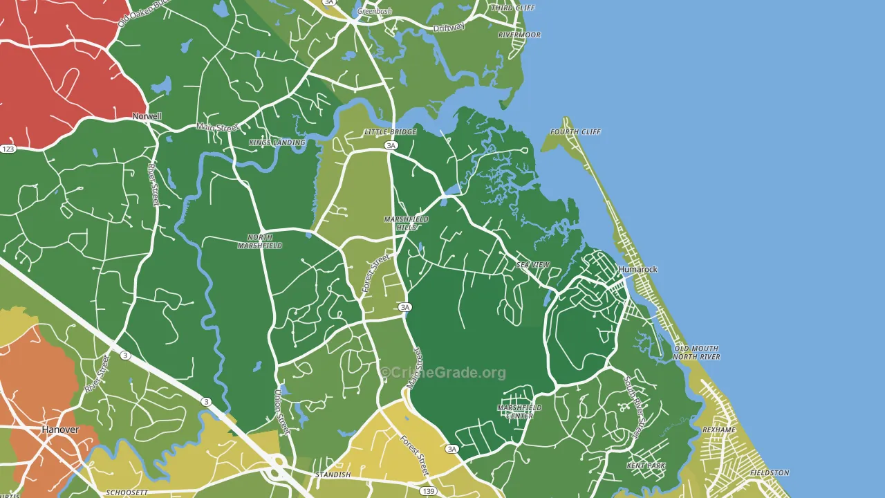 Marshfield Hills, MA Map of Assault Rates