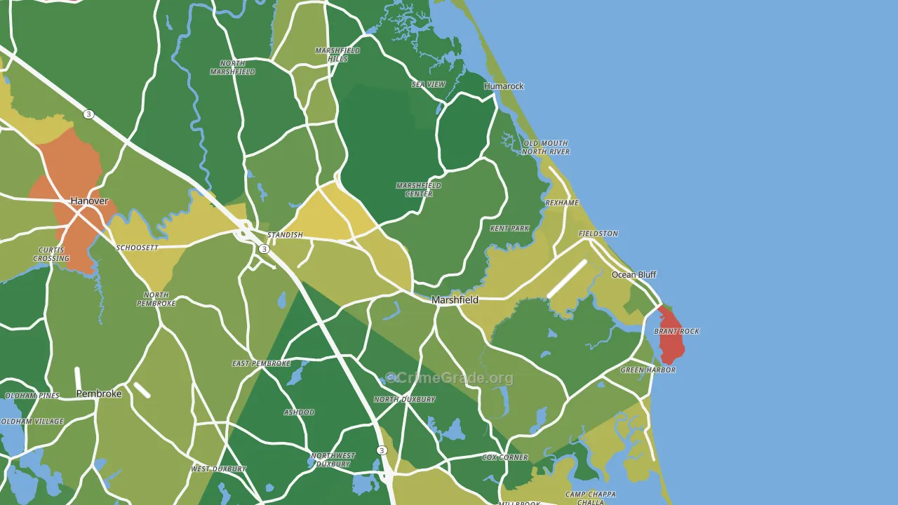 Marshfield, MA Map of Assault Rates