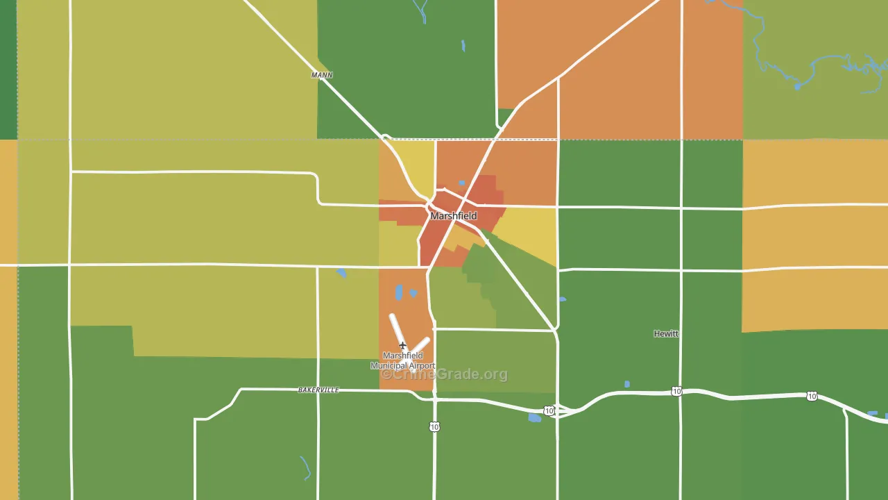 Marshfield, WI Map of Assault Rates