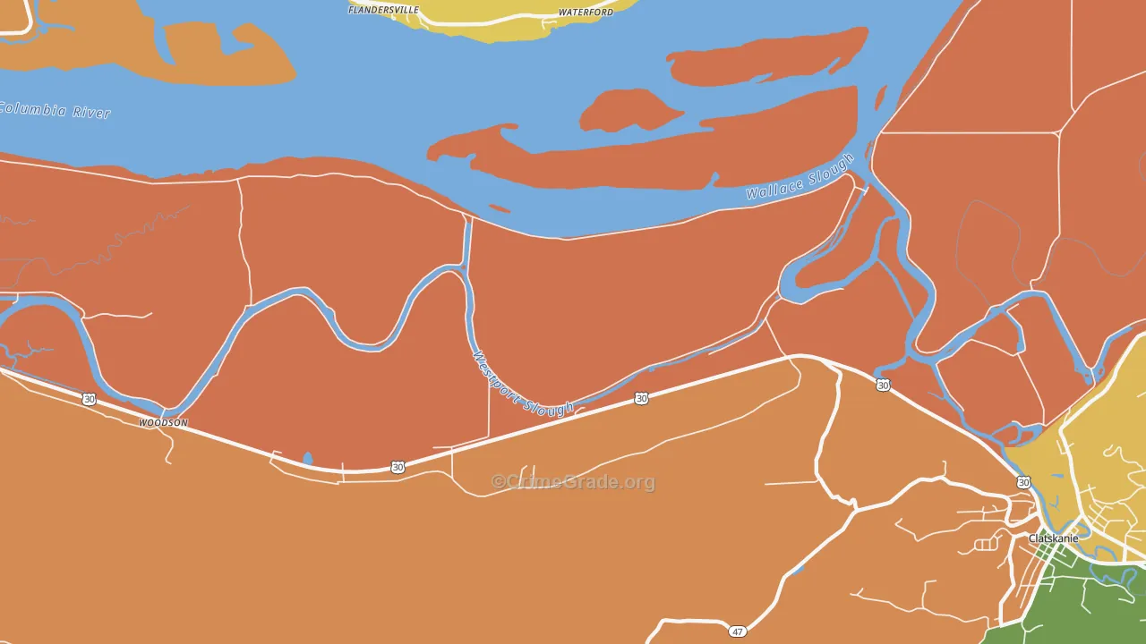 Marshland, OR Map of Assault Rates