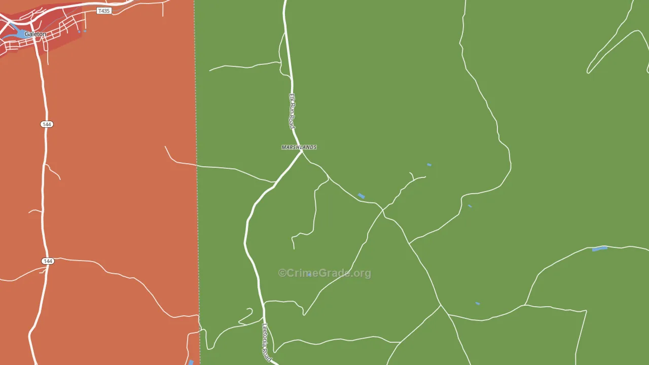 Marshlands, PA Map of Assault Rates