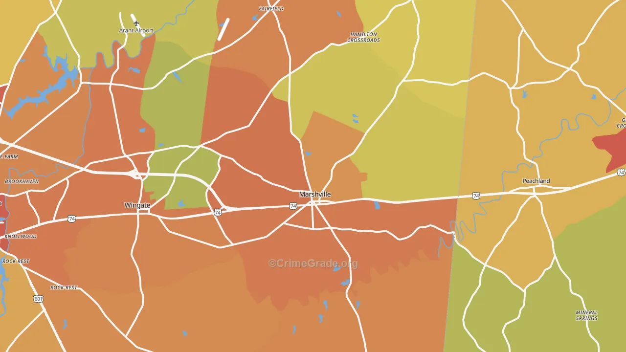Marshville, NC Map of Assault Rates