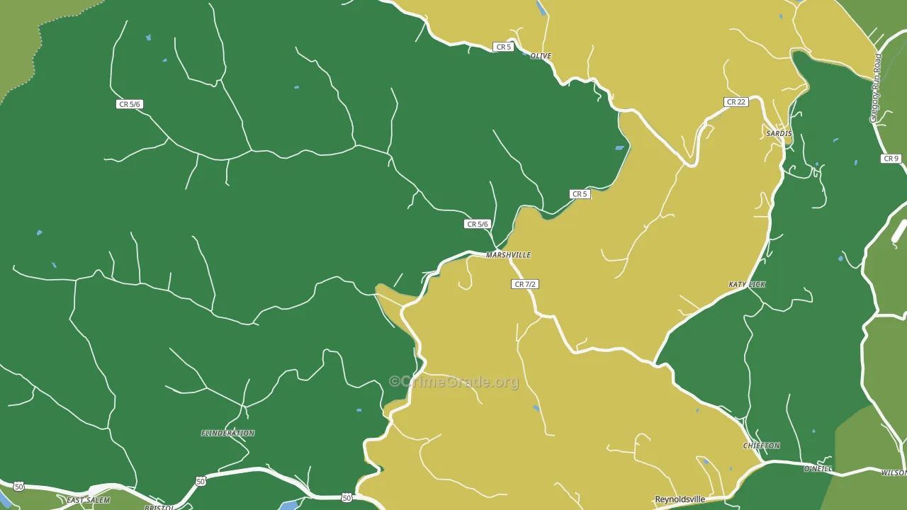Marshville, WV Map of Assault Rates