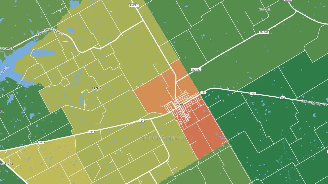 Mart, TX Map of Assault Rates