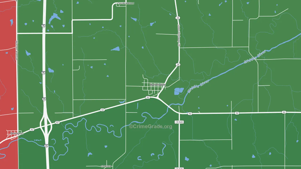 Martensdale, IA Map of Assault Rates