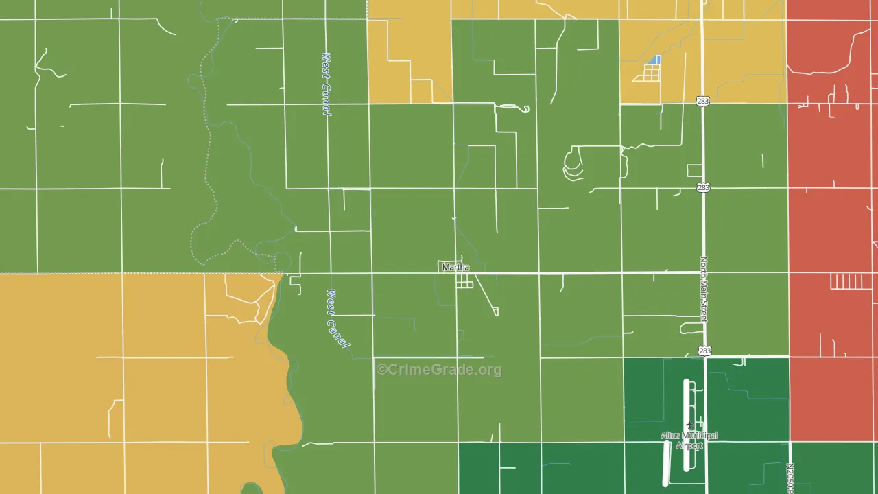 Martha, OK Map of Assault Rates