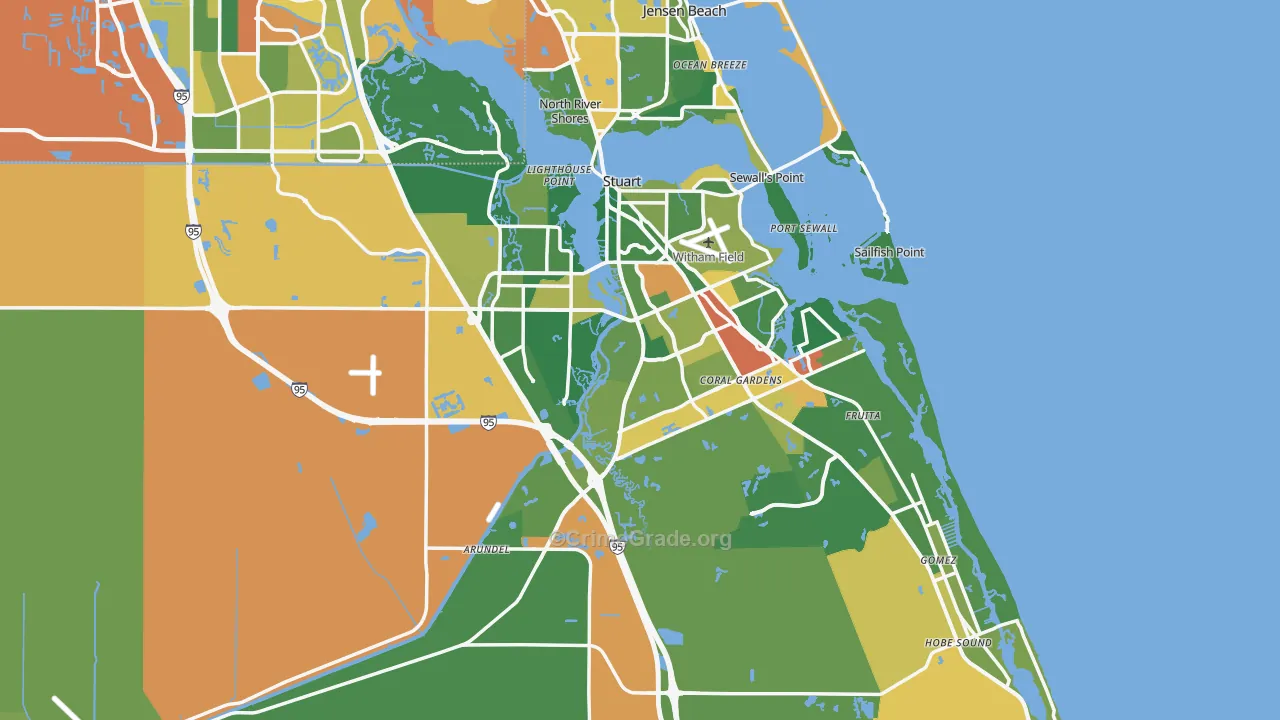 Martin County, FL Map of Assault Rates