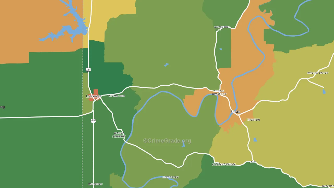 Martin County, IN Map of Assault Rates