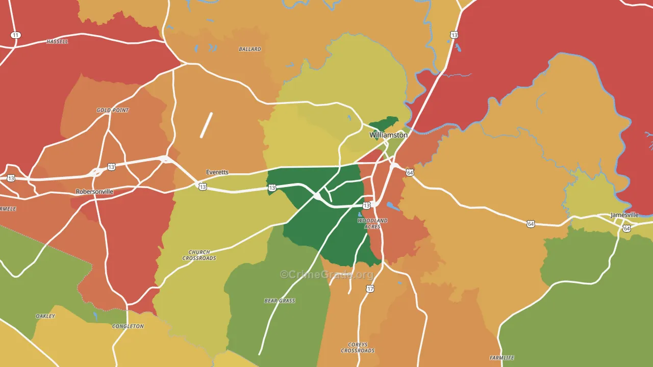 Martin County, NC Map of Assault Rates