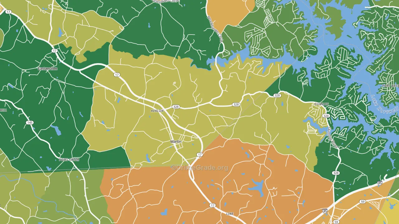 Martin, GA Map of Assault Rates