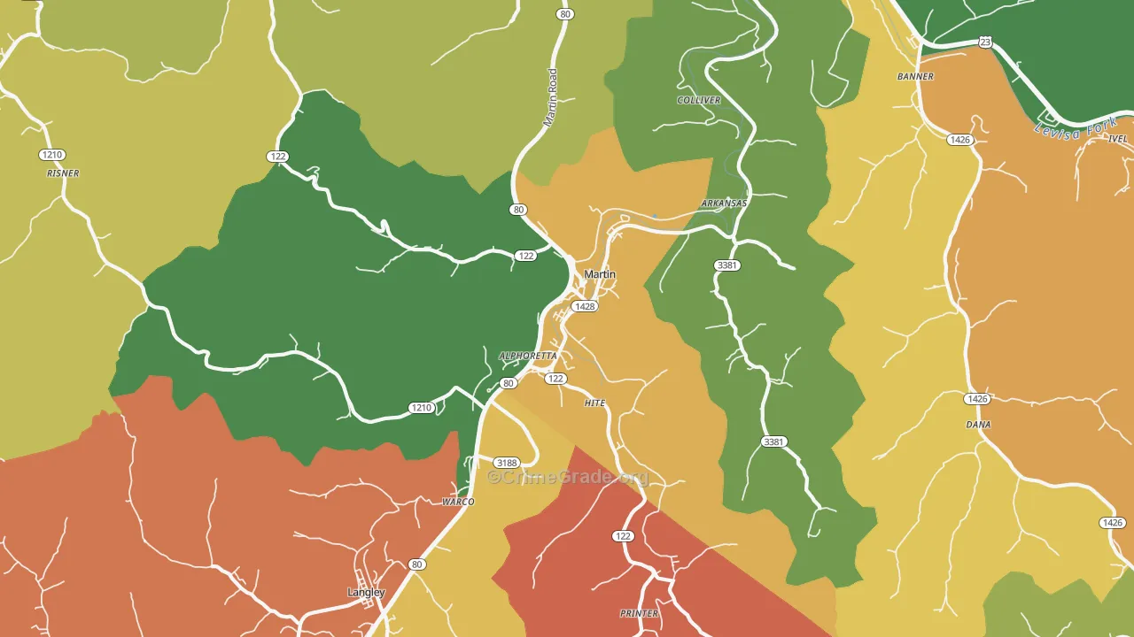 Martin, KY Map of Assault Rates