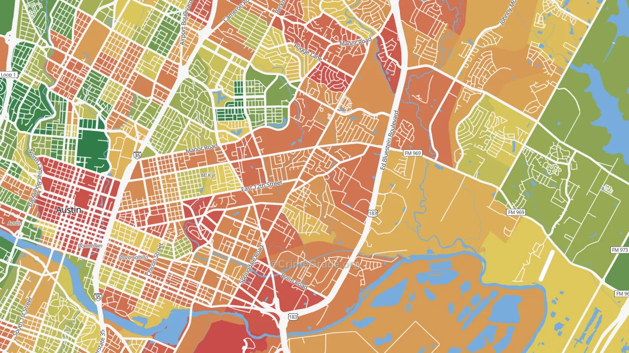 Martin Luther King, Austin, TX Map of Assault Rates