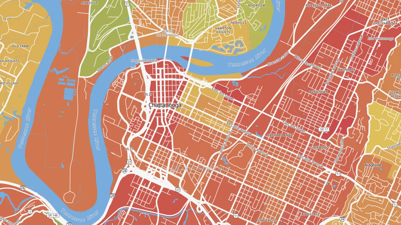 Martin Luther King, Chattanooga, TN Map of Assault Rates