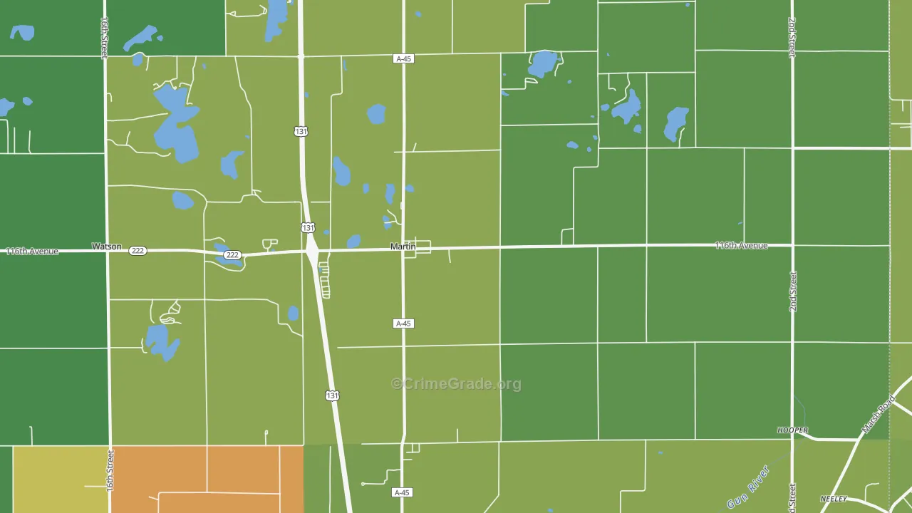 Martin, MI Map of Assault Rates