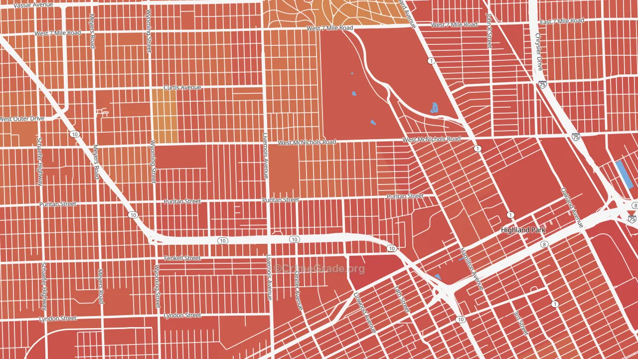 Martin Park, Detroit, MI Map of Assault Rates