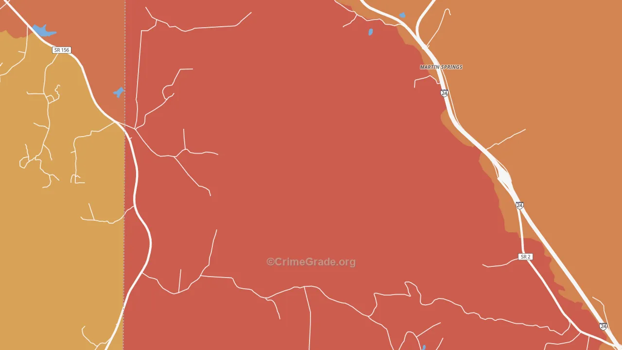 Martin Springs, TN Map of Assault Rates