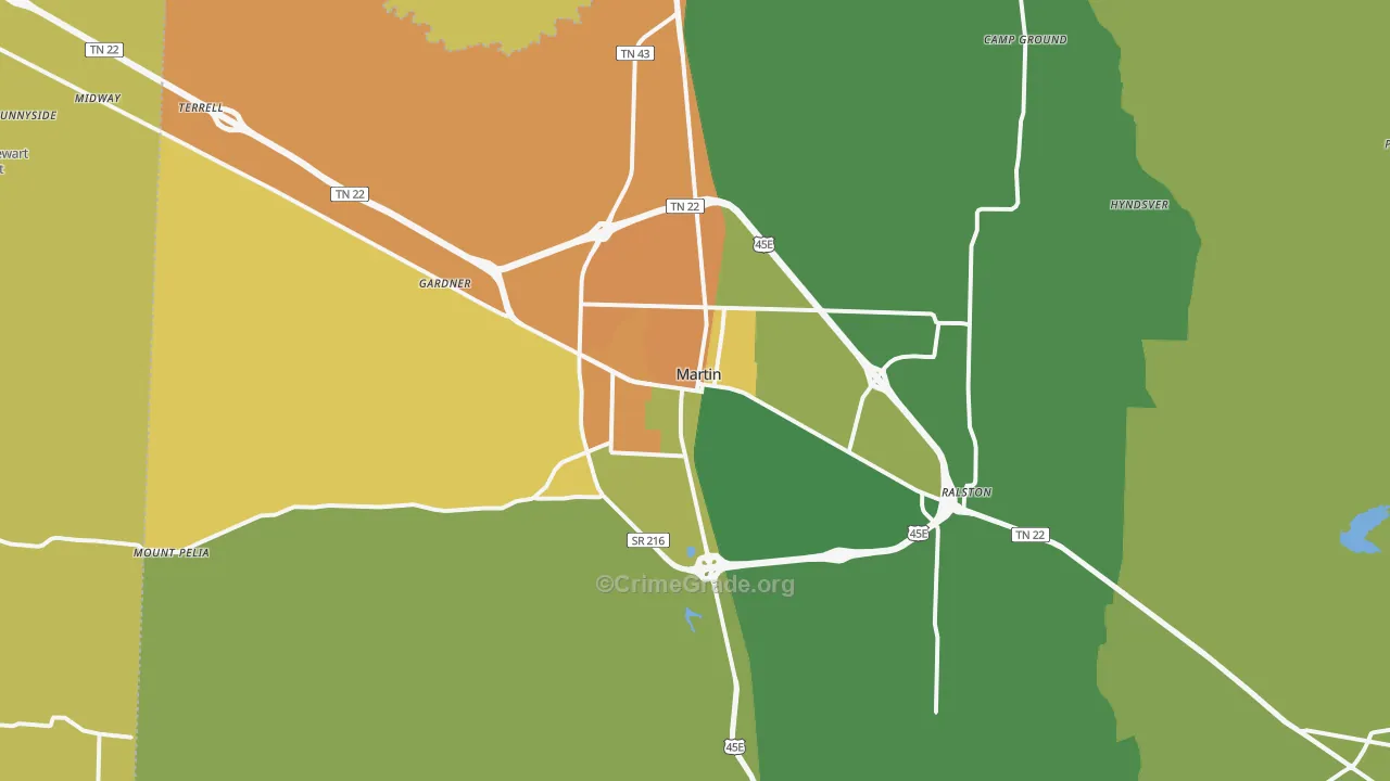 Martin, TN Map of Assault Rates