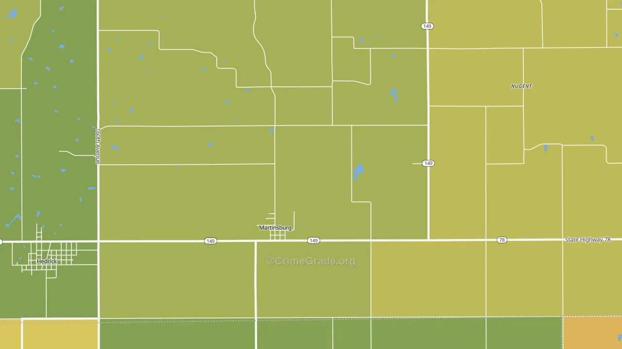 Martinsburg, IA Map of Assault Rates
