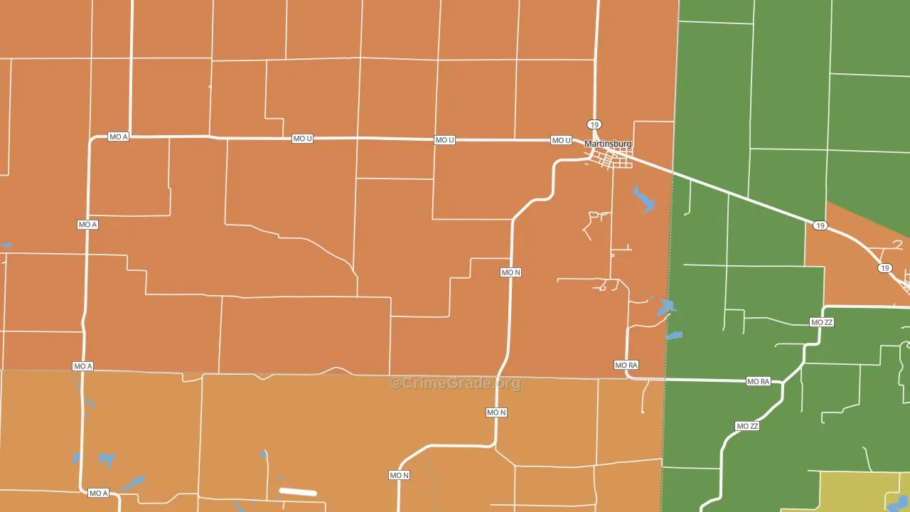 Martinsburg, MO Map of Assault Rates