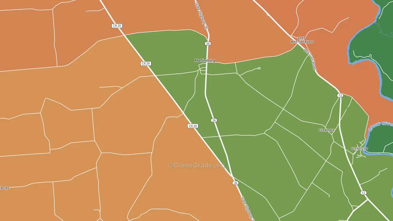 Martinsburg, NY Map of Assault Rates