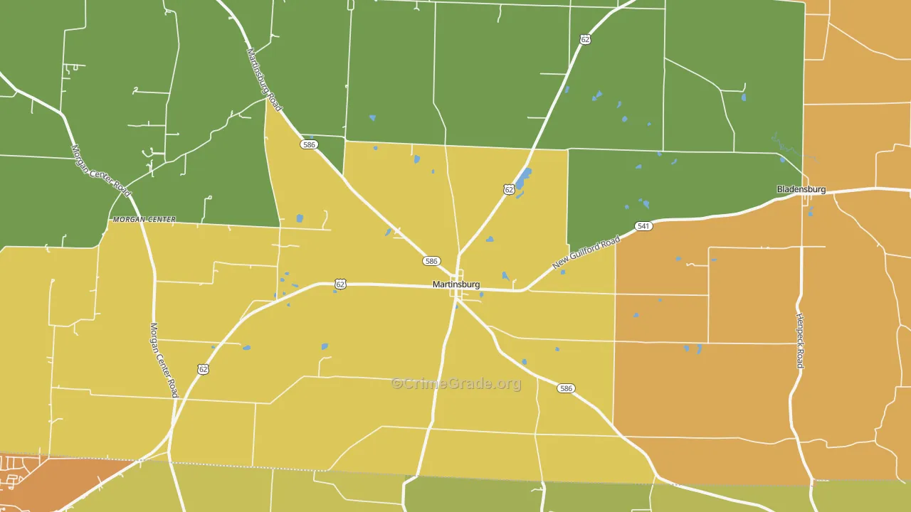 Martinsburg, OH Map of Assault Rates