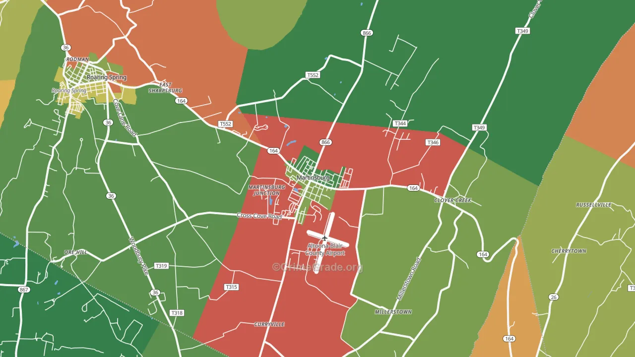Martinsburg, PA Map of Assault Rates