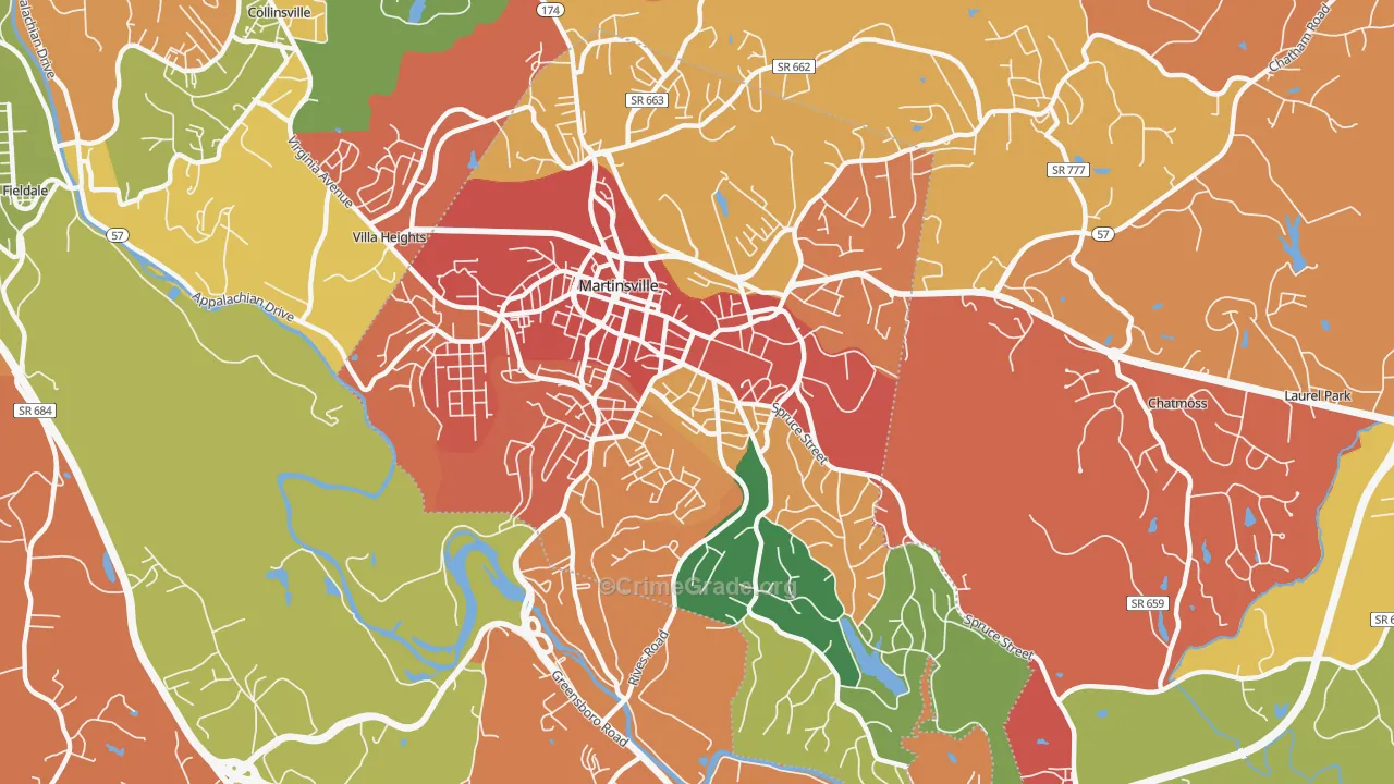 Martinsville City, VA Map of Assault Rates