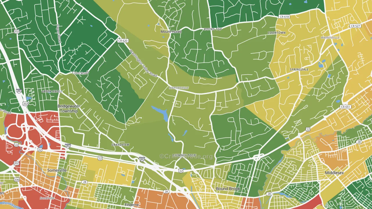 Martinsville, NJ Map of Assault Rates