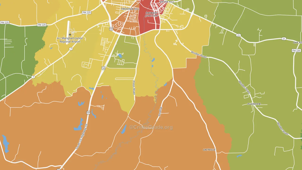 Martinsville, TX Map of Assault Rates