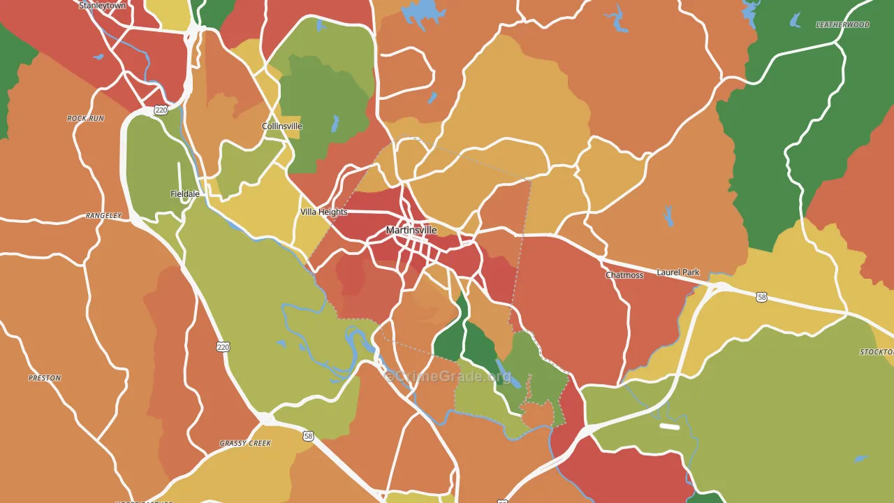 Martinsville, VA Map of Assault Rates