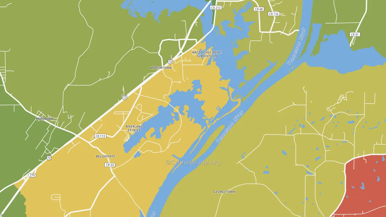Martintown, AL Map of Assault Rates