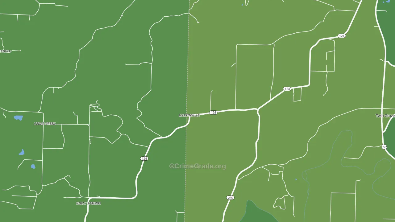 Martinville, AR Map of Assault Rates