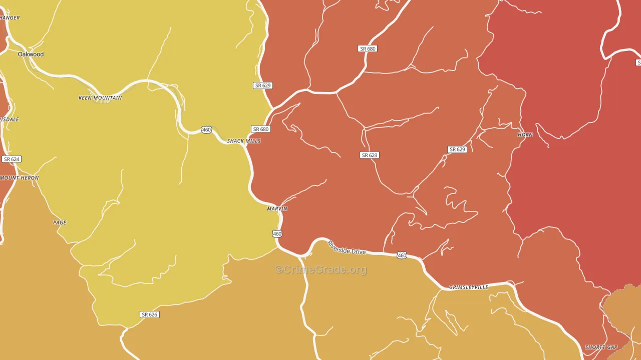 Marvin, VA Map of Assault Rates