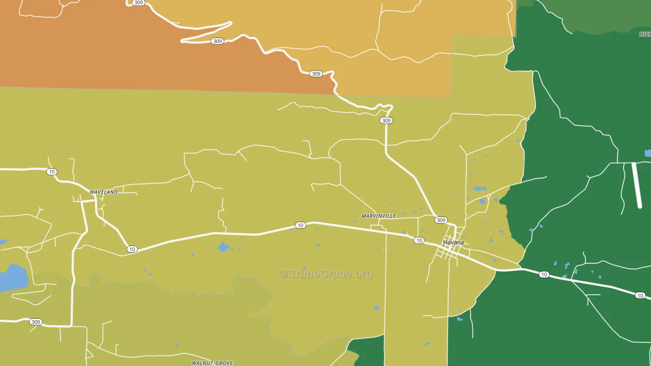 Marvinville, AR Map of Assault Rates