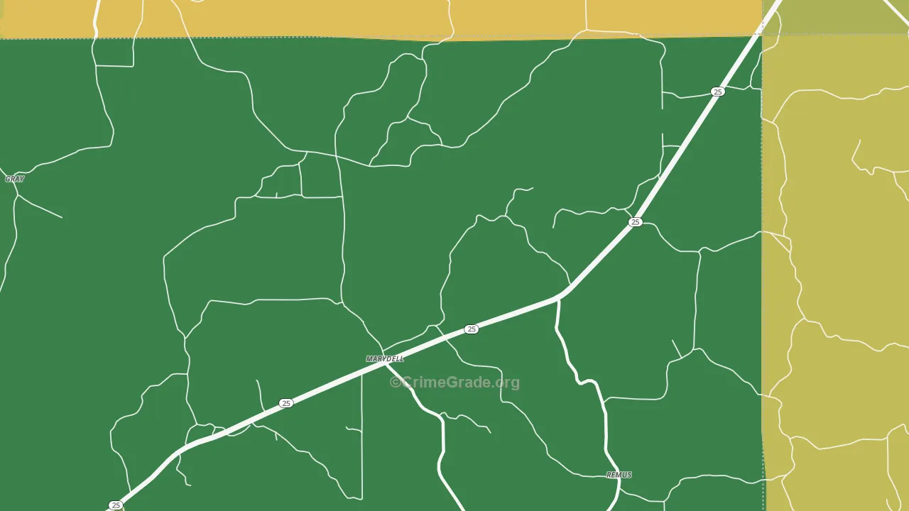 Marydell, MS Map of Assault Rates