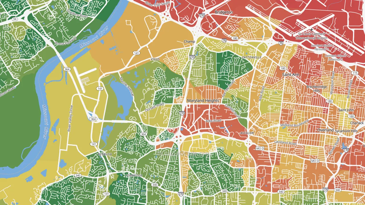 Maryland Heights, MO Map of Assault Rates