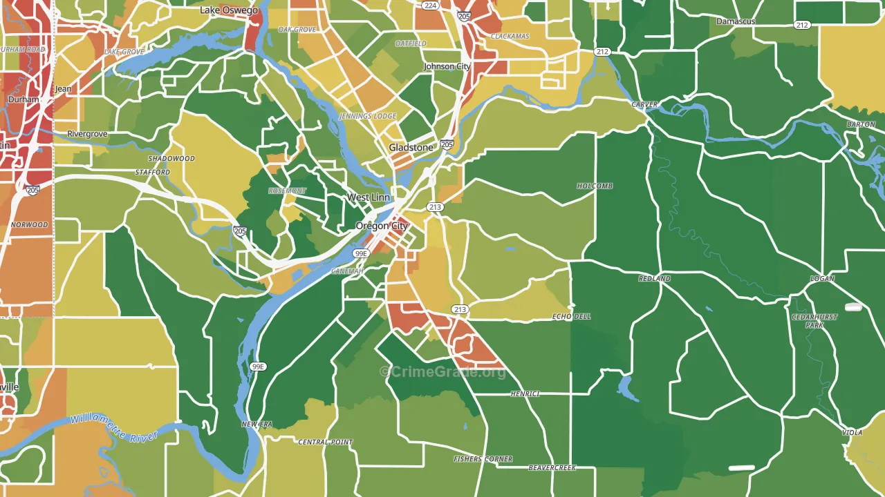Marylhurst, OR Map of Assault Rates