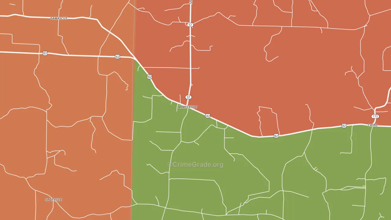 Marysville, AR Map of Assault Rates