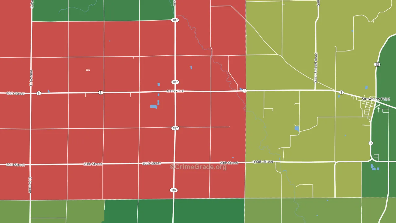 Maryville, IA Map of Assault Rates